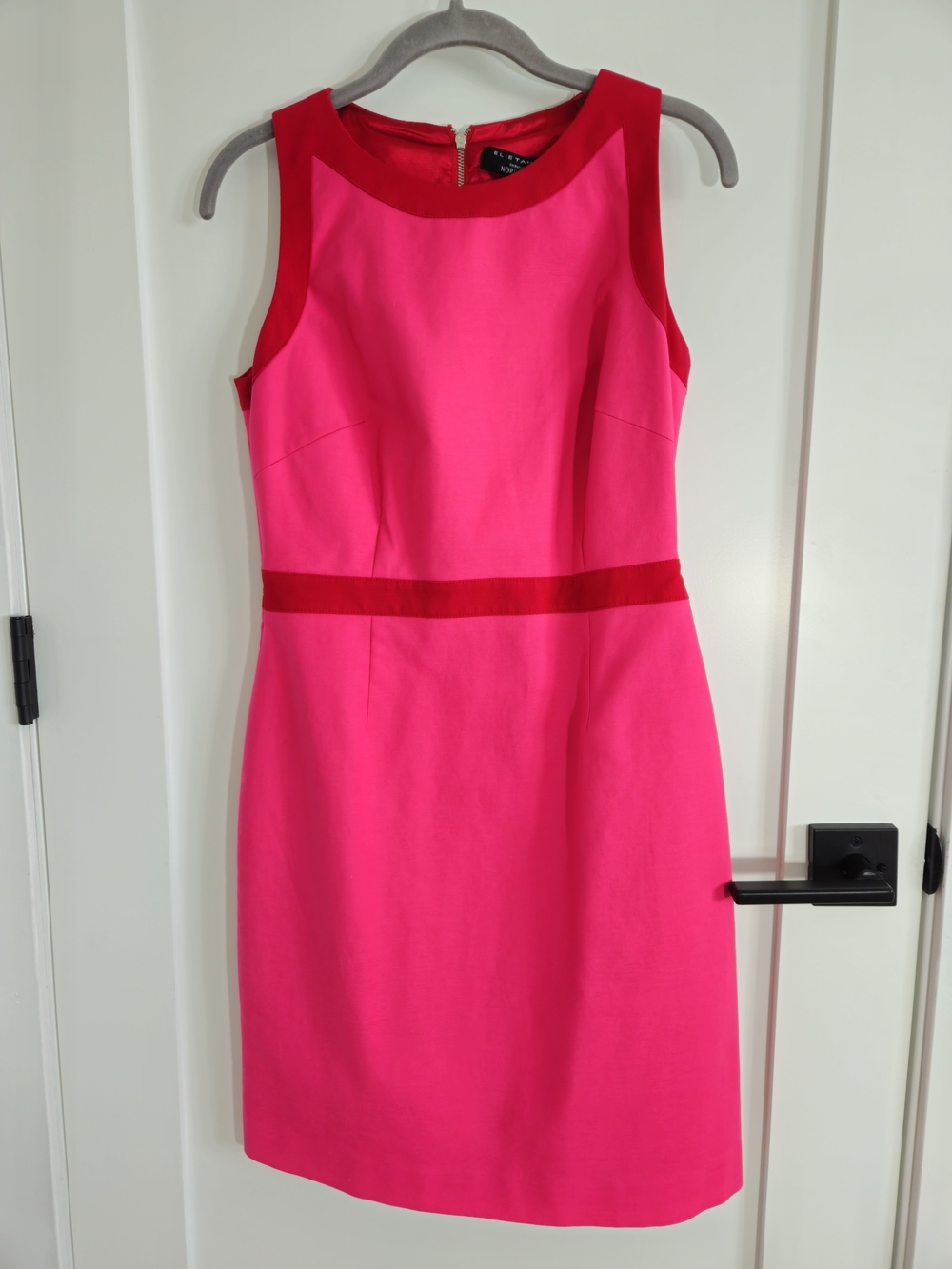 Elie Tahari × Nordstrom Hot Pink Sleeveless Sheath Dress with Red Accents sz 4